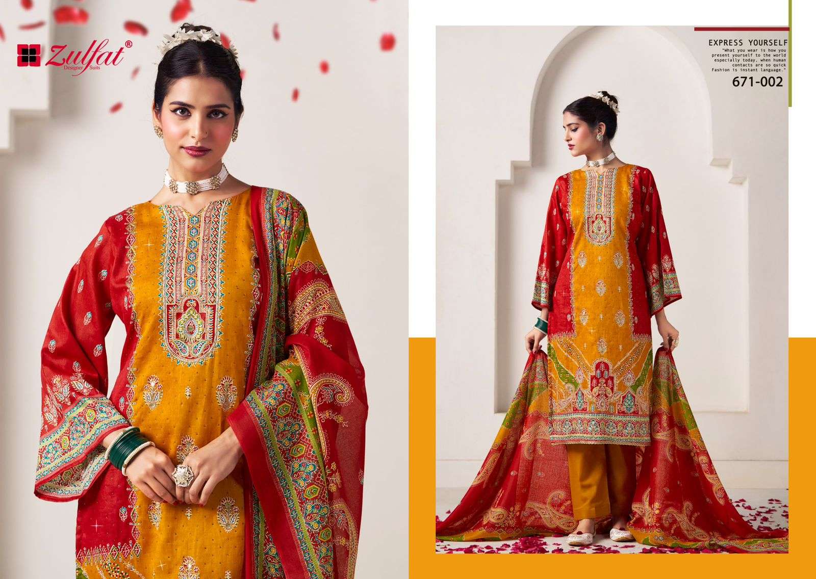sajni vol-8 by zulfat designer suit colors heavy handwork digital print suit wholesale price surat