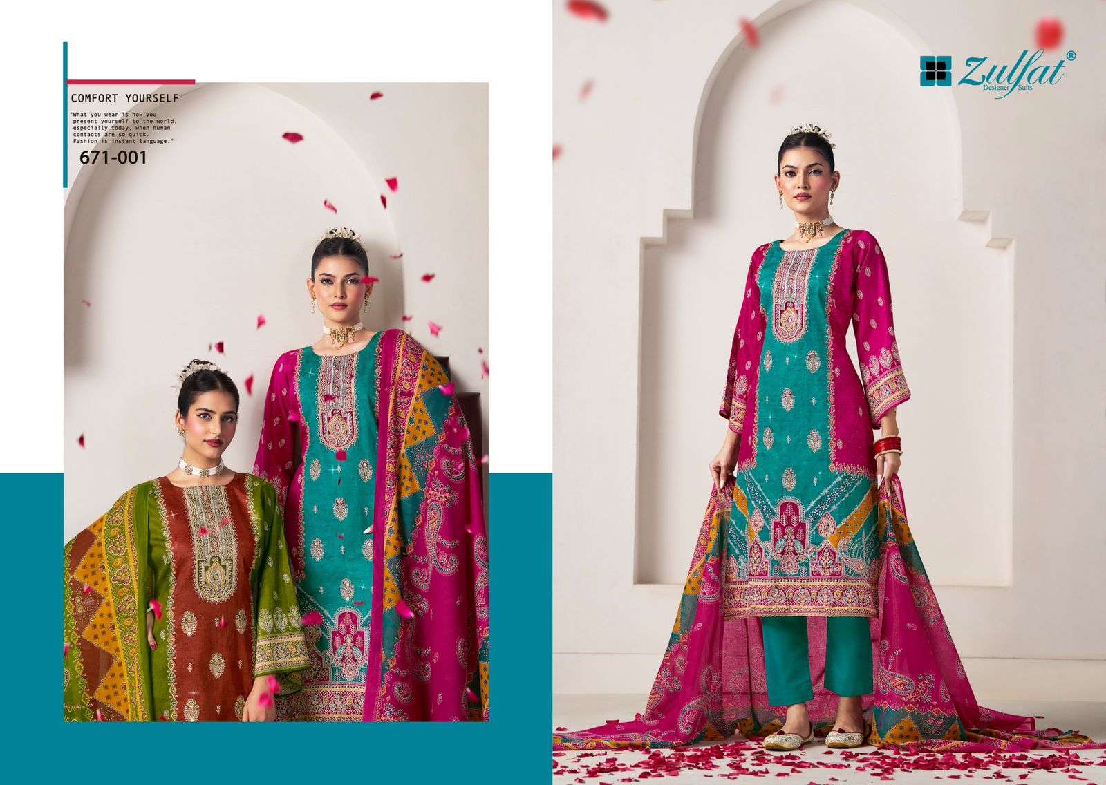 sajni vol-8 by zulfat designer suit colors heavy handwork digital print suit wholesale price surat