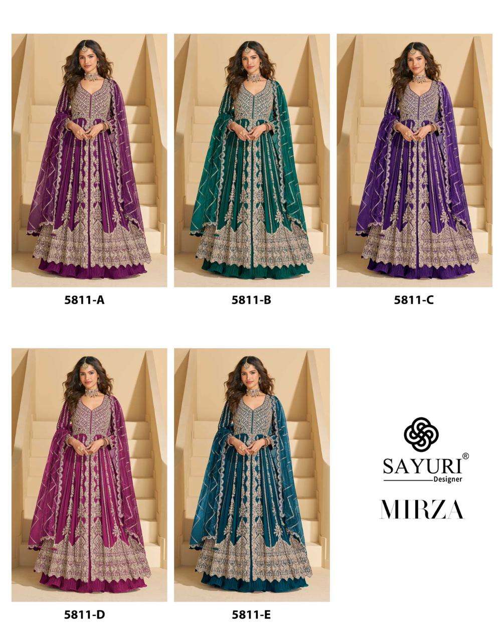 sayuri designer mirza 5811 colors chinon silk embroidered suit wholesale price surat