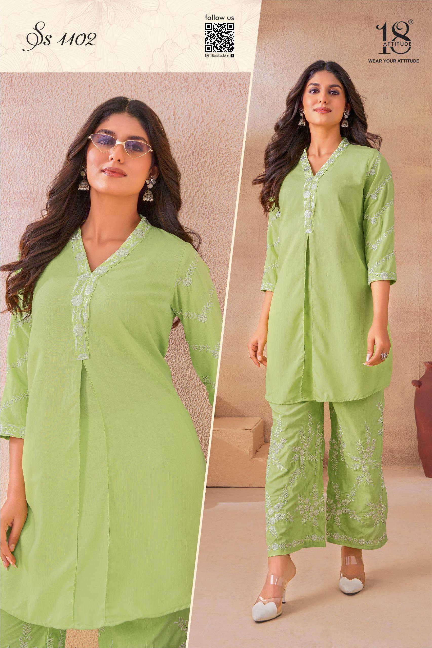 sho-shaa vol-11 by 18 attitude 1101-1105 series rayon readymade cord set wholesale price surat