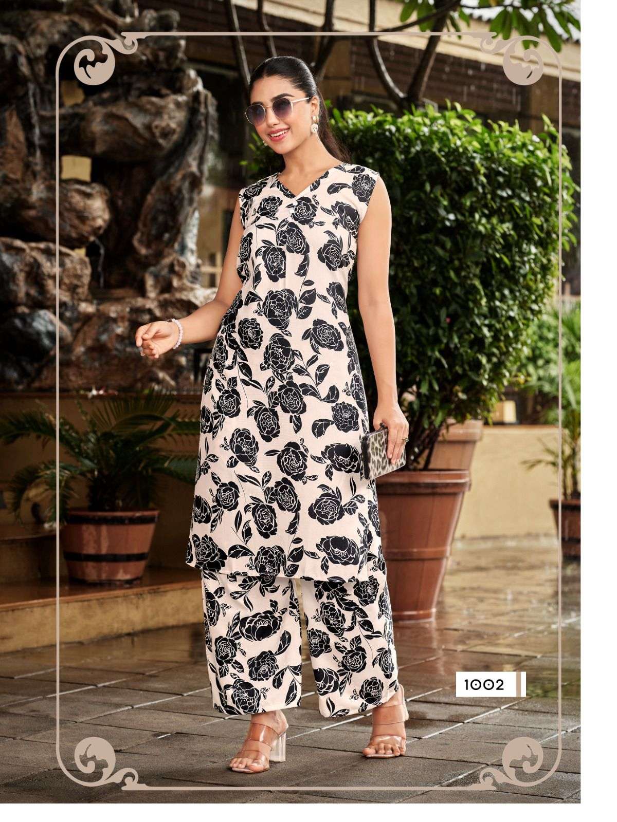 tetema vol-1 by sankheshwer 1001-1008 series fancy printed rayon cord set wholesaler surat