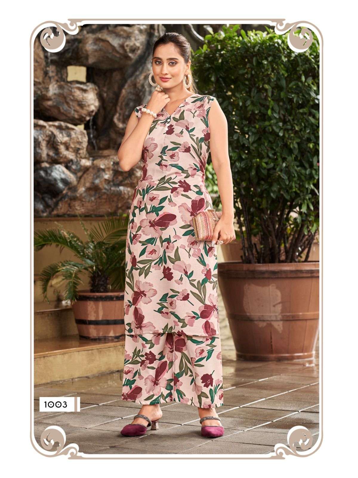 tetema vol-1 by sankheshwer 1001-1008 series fancy printed rayon cord set wholesaler surat