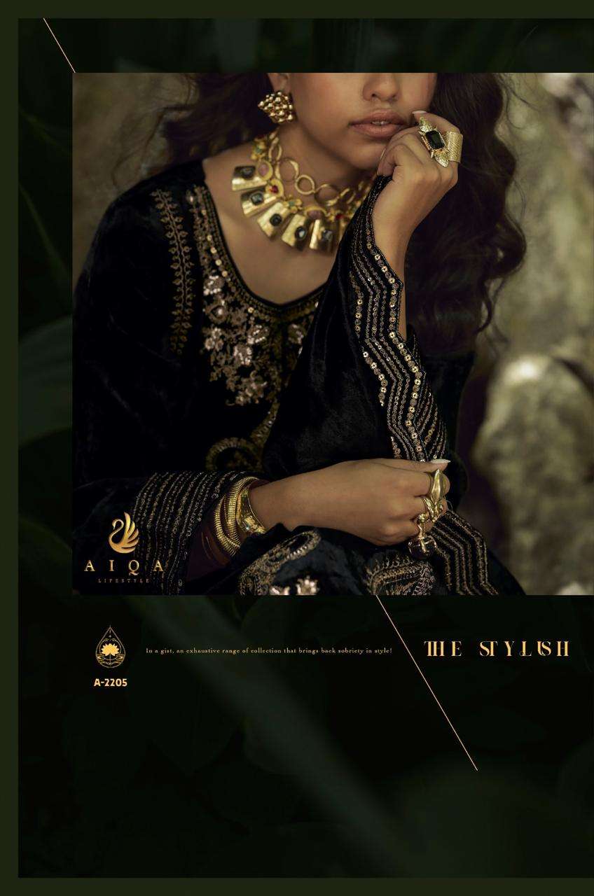 the goddess by aiqa colors winter wear designer velvet suit wholesale price surat