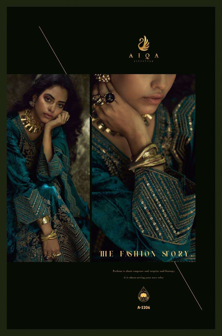 the goddess by aiqa colors winter wear designer velvet suit wholesale price surat