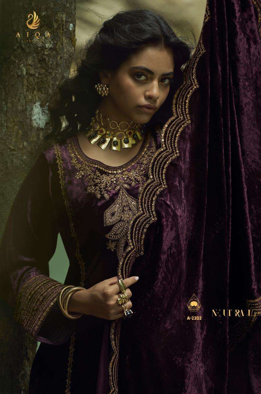 the goddess by aiqa colors winter wear designer velvet suit wholesale price surat