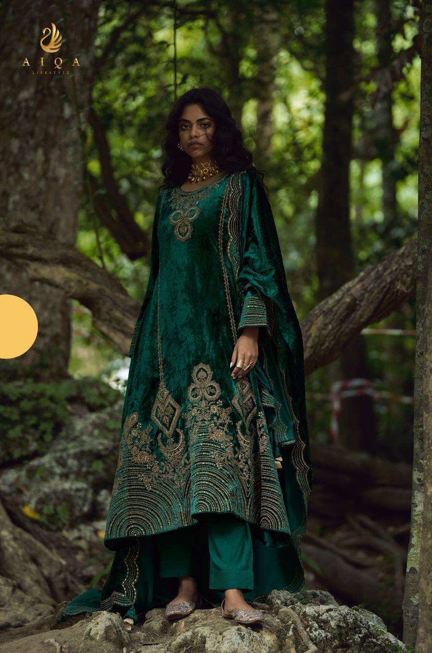 the goddess by aiqa colors winter wear designer velvet suit wholesale price surat