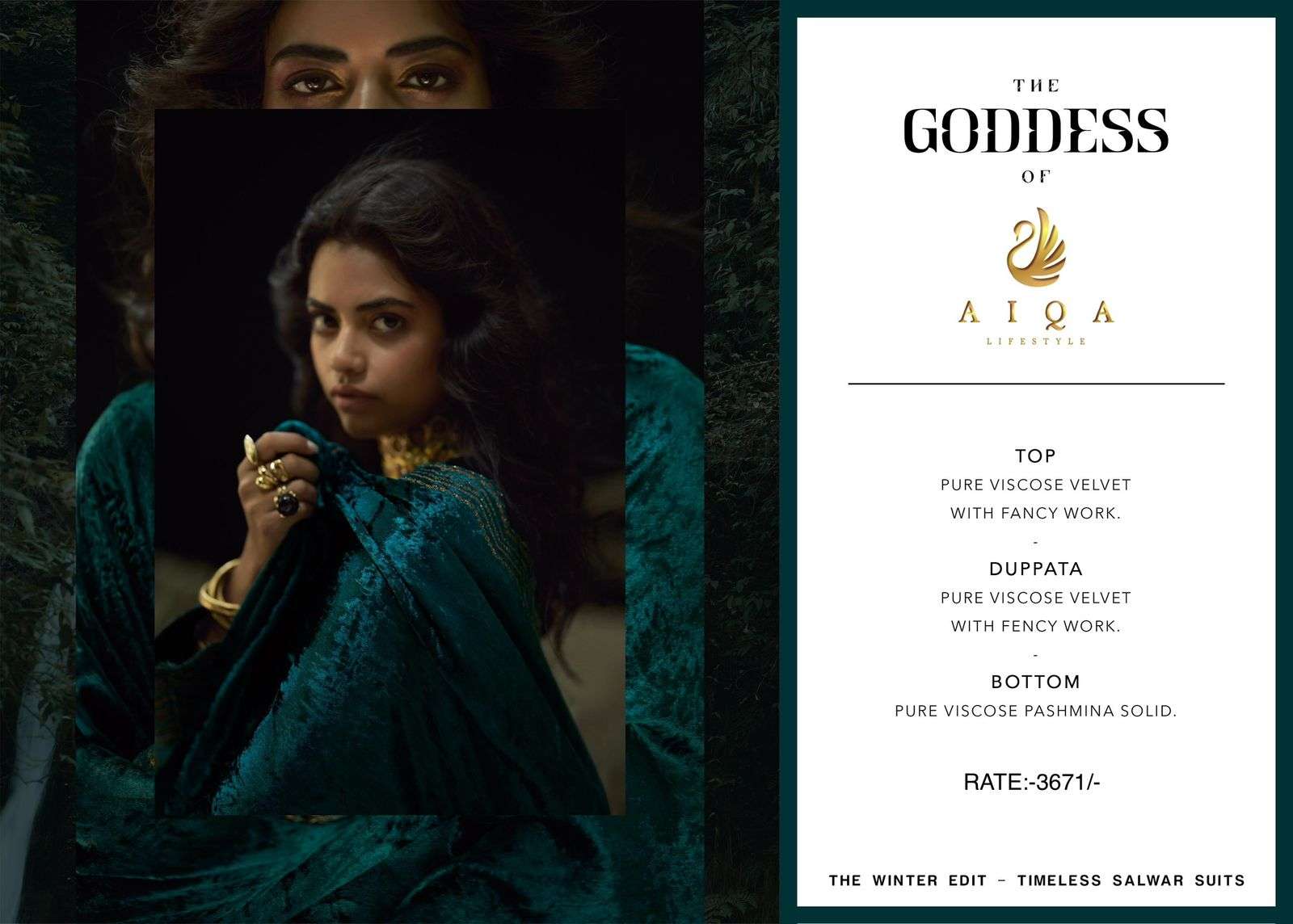 the goddess by aiqa colors winter wear designer velvet suit wholesale price surat