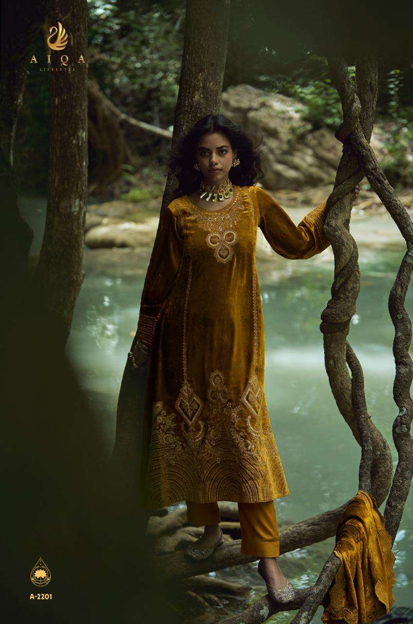 the goddess by aiqa colors winter wear designer velvet suit wholesale price surat