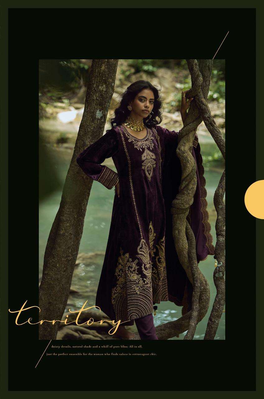the goddess by aiqa colors winter wear designer velvet suit wholesale price surat