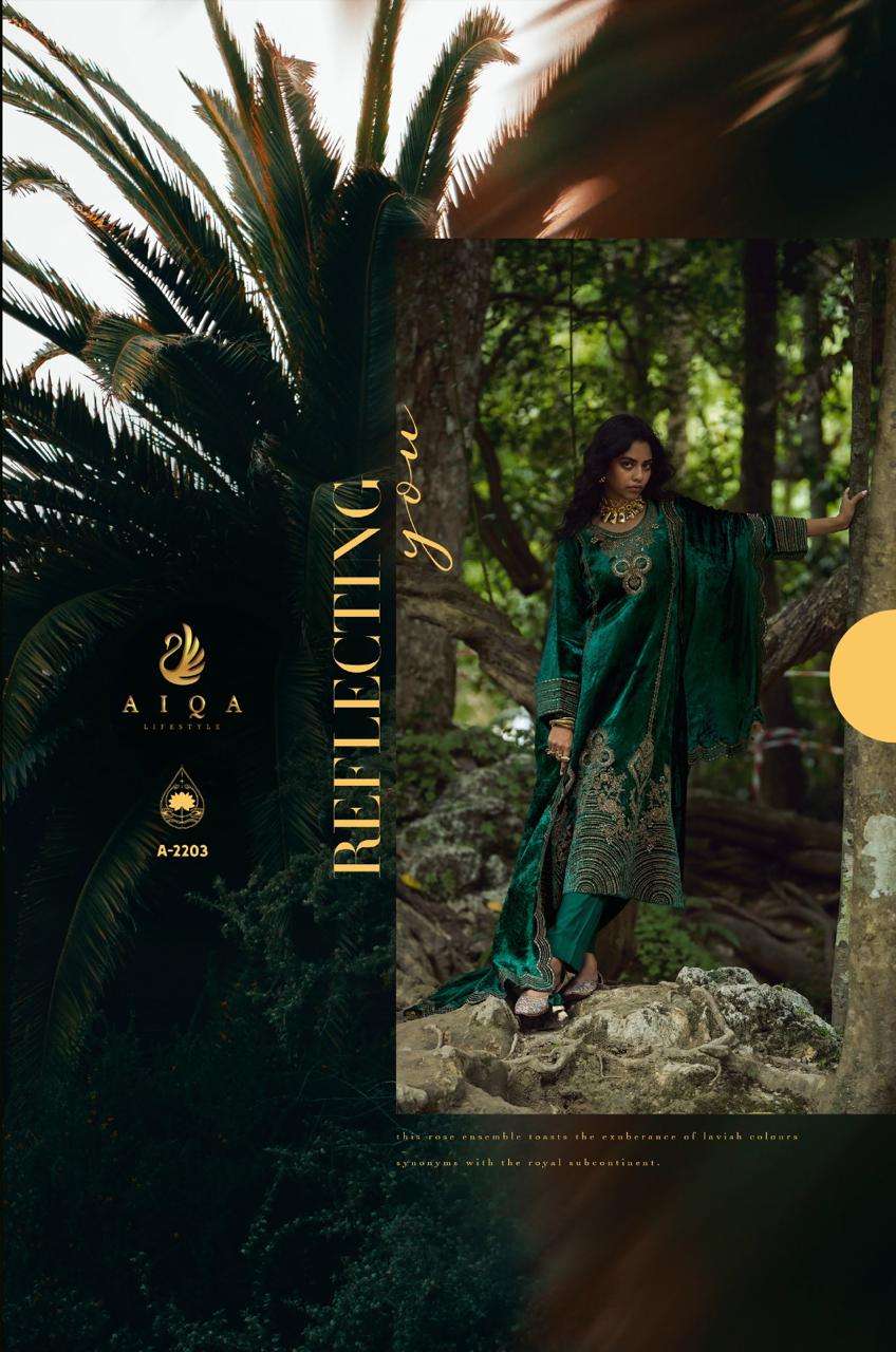 the goddess by aiqa colors winter wear designer velvet suit wholesale price surat