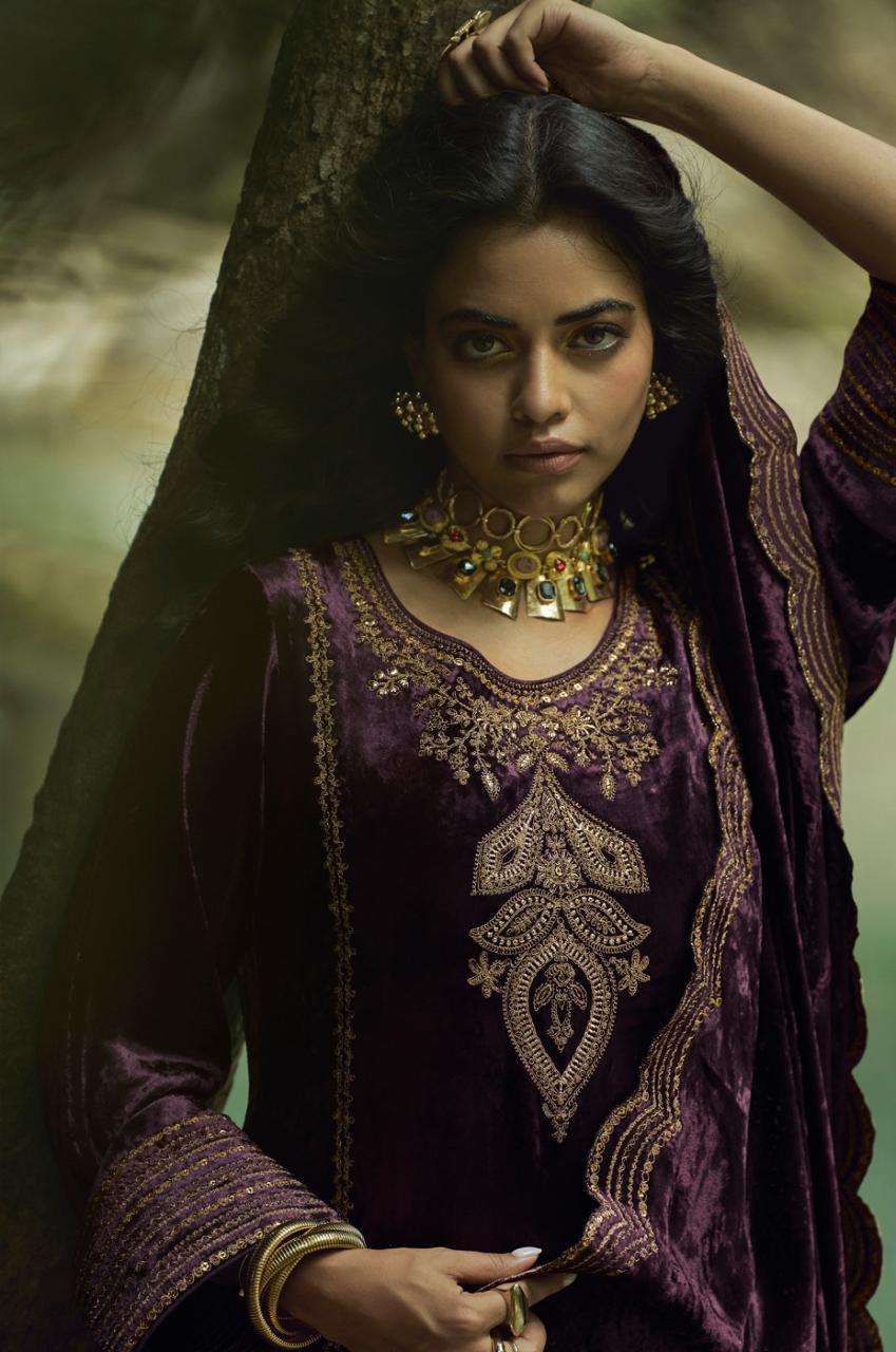 the goddess by aiqa colors winter wear designer velvet suit wholesale price surat