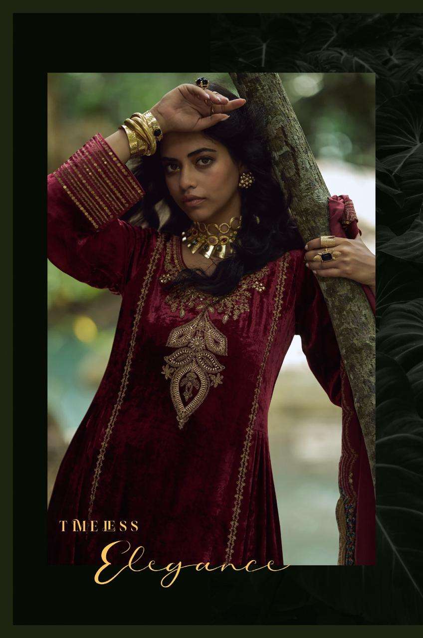 the goddess by aiqa colors winter wear designer velvet suit wholesale price surat