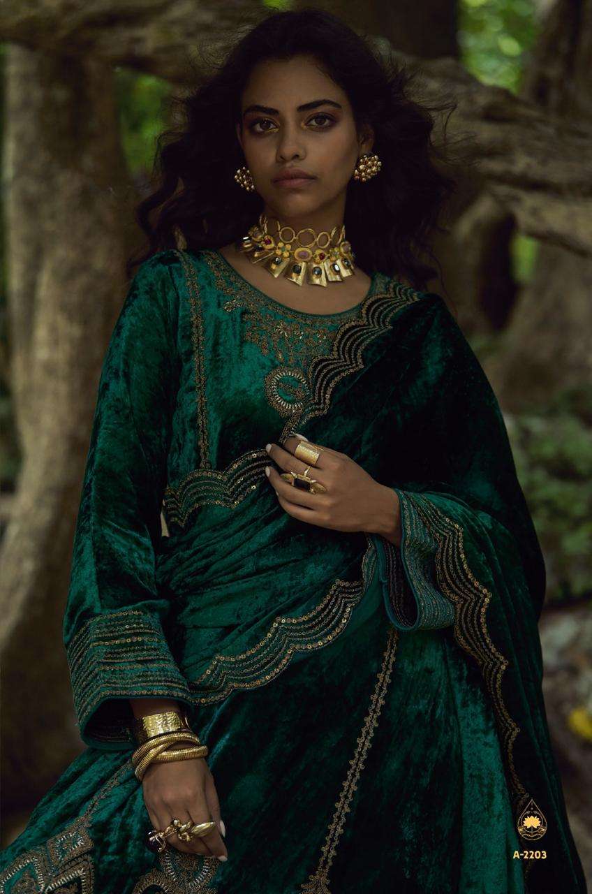 the goddess by aiqa colors winter wear designer velvet suit wholesale price surat