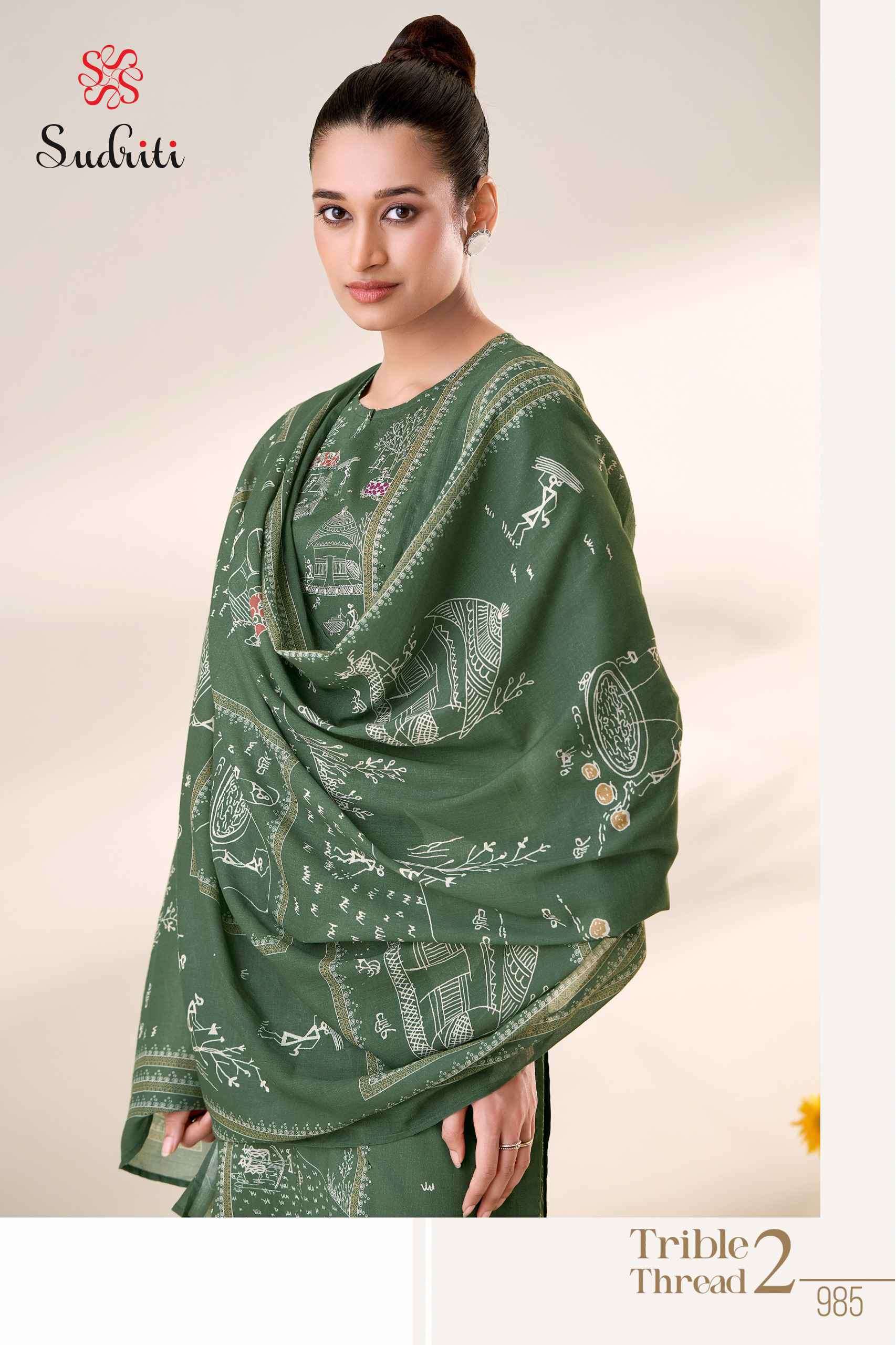 trible thread vol-2 by sudriti colors exclusive designer lawn cotton suit wholesale price surat