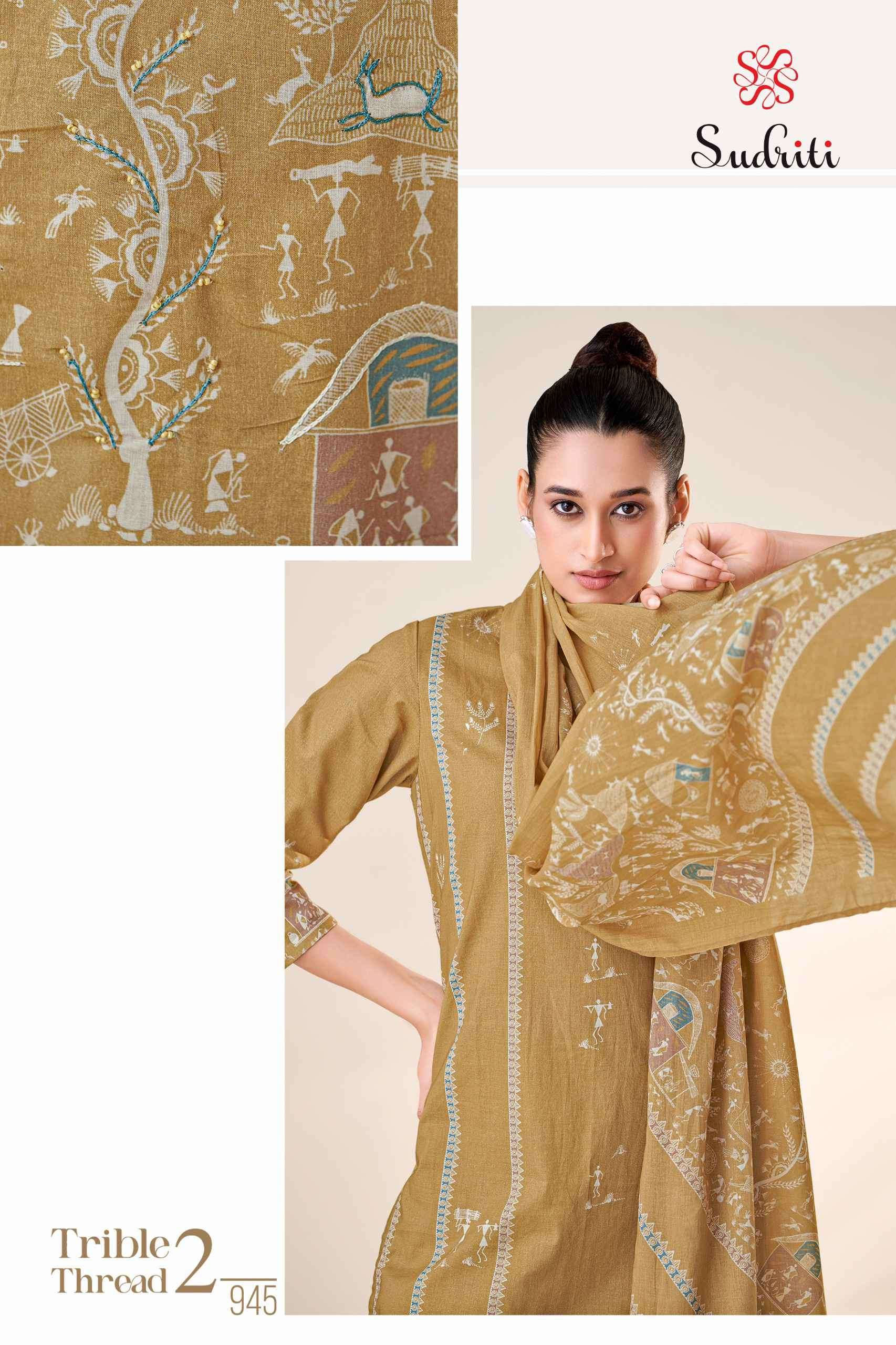 trible thread vol-2 by sudriti colors exclusive designer lawn cotton suit wholesale price surat