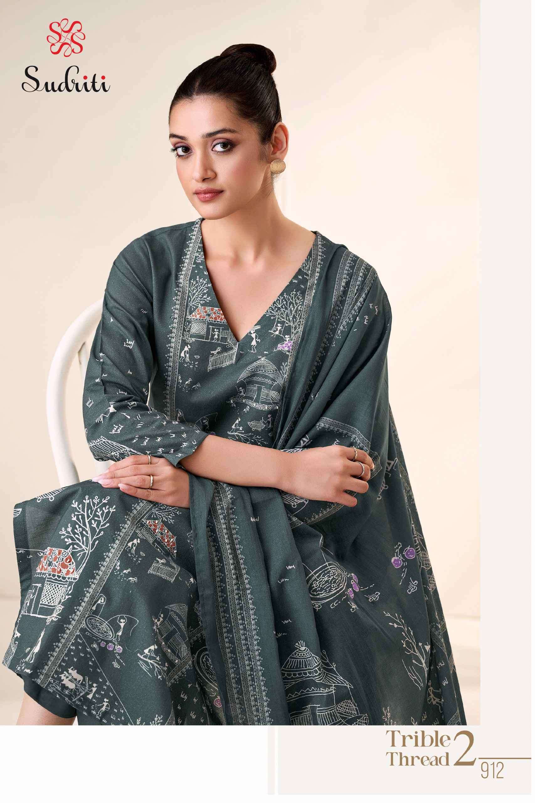 trible thread vol-2 by sudriti colors exclusive designer lawn cotton suit wholesale price surat