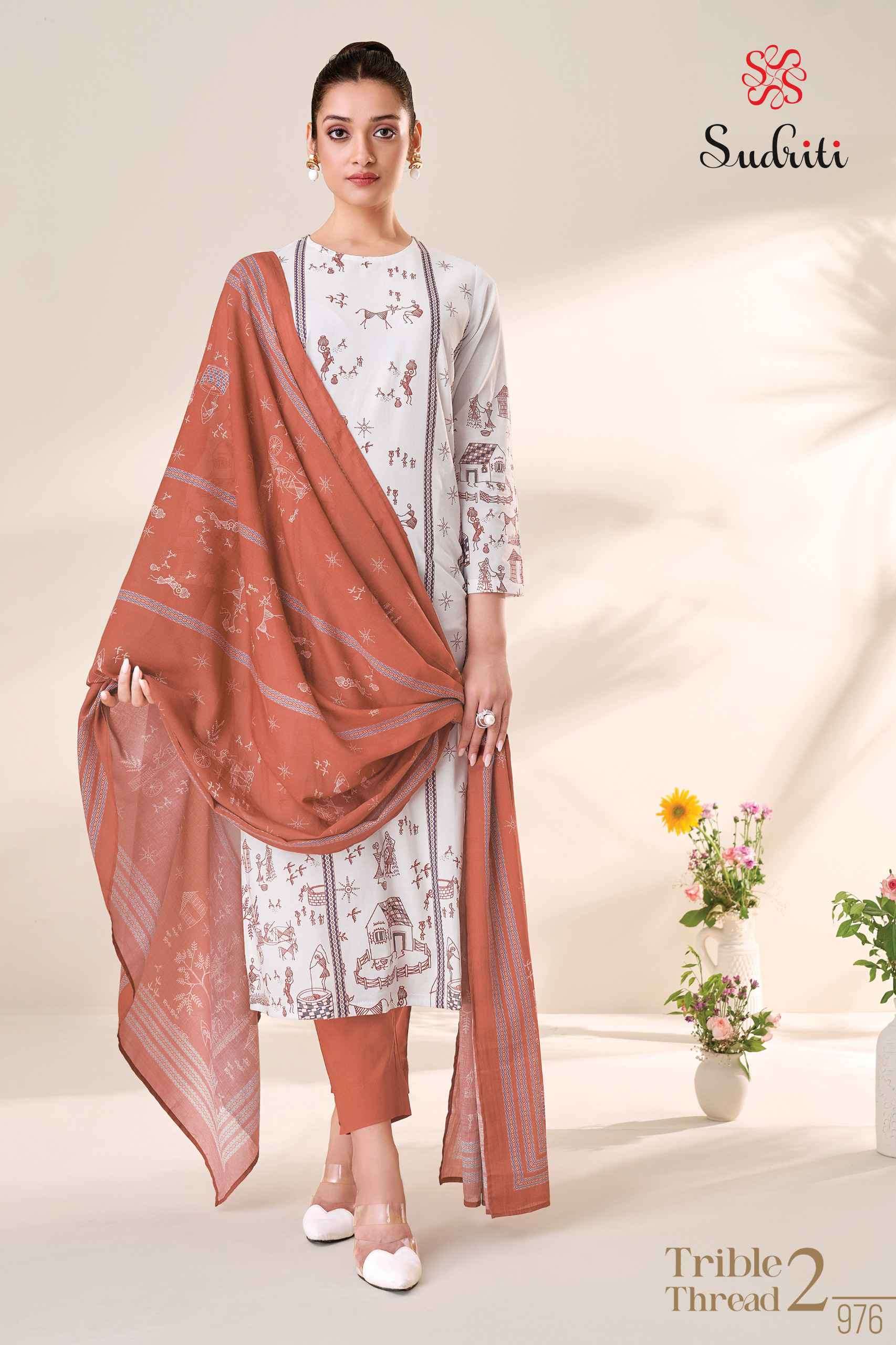 trible thread vol-2 by sudriti colors exclusive designer lawn cotton suit wholesale price surat