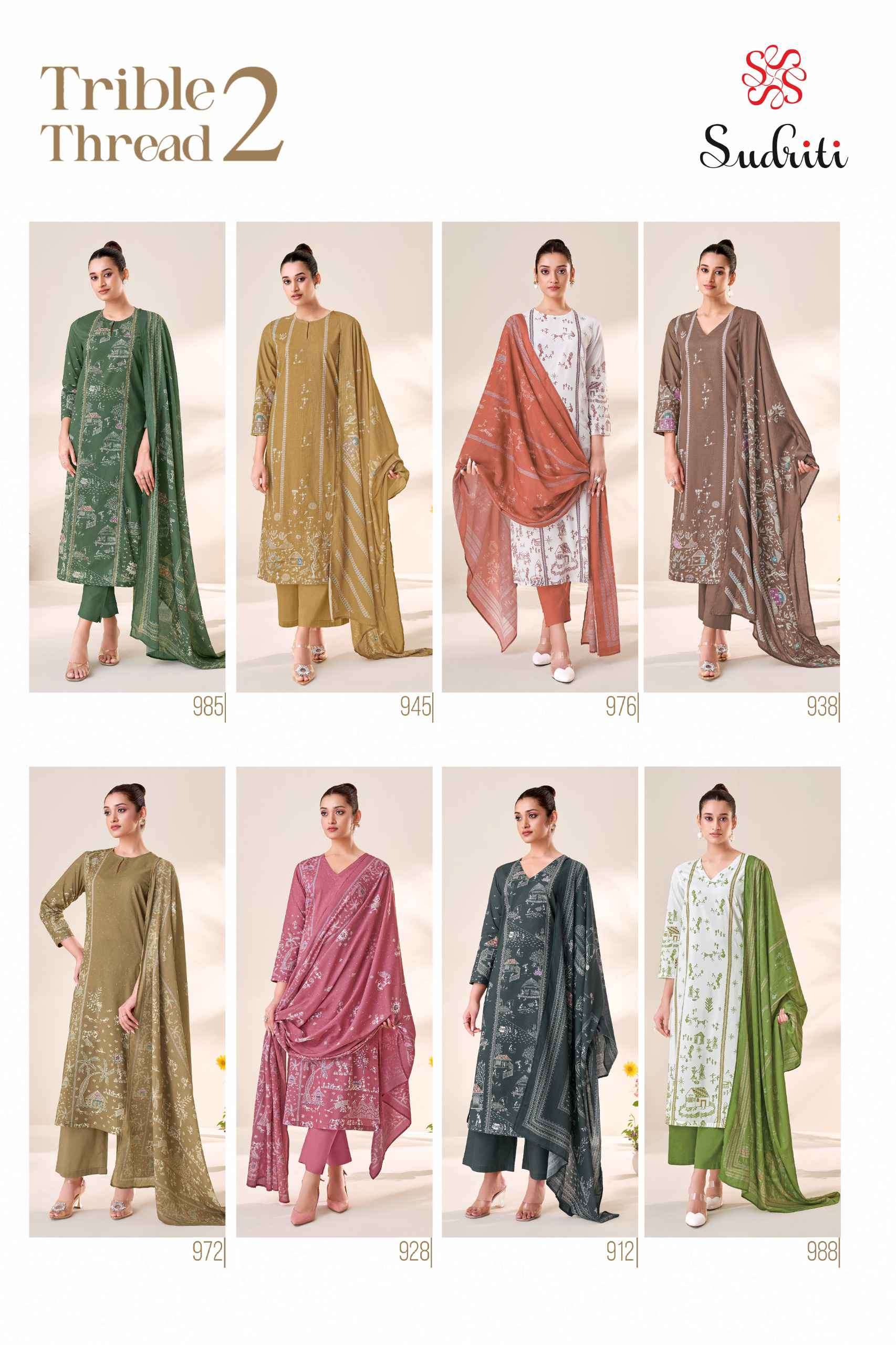 trible thread vol-2 by sudriti colors exclusive designer lawn cotton suit wholesale price surat