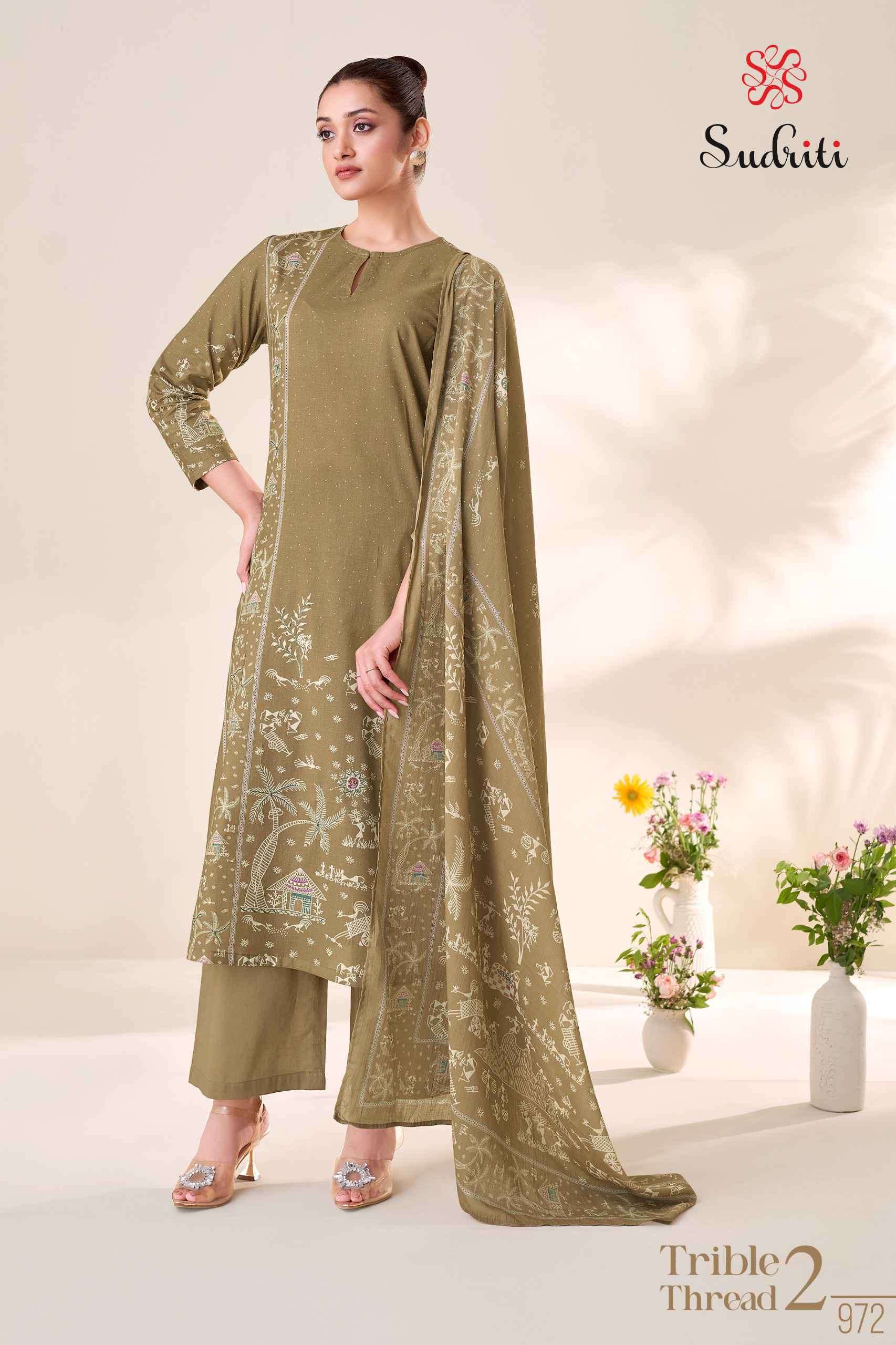 trible thread vol-2 by sudriti colors exclusive designer lawn cotton suit wholesale price surat