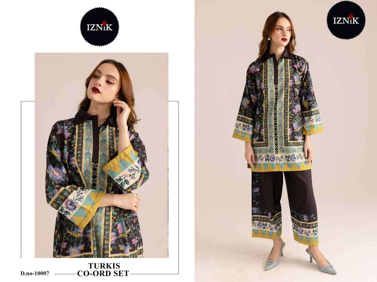 turkis co-ord set vol-3 by iznik 10001-10010 series fancy printed lawn cord set wholesale price surat