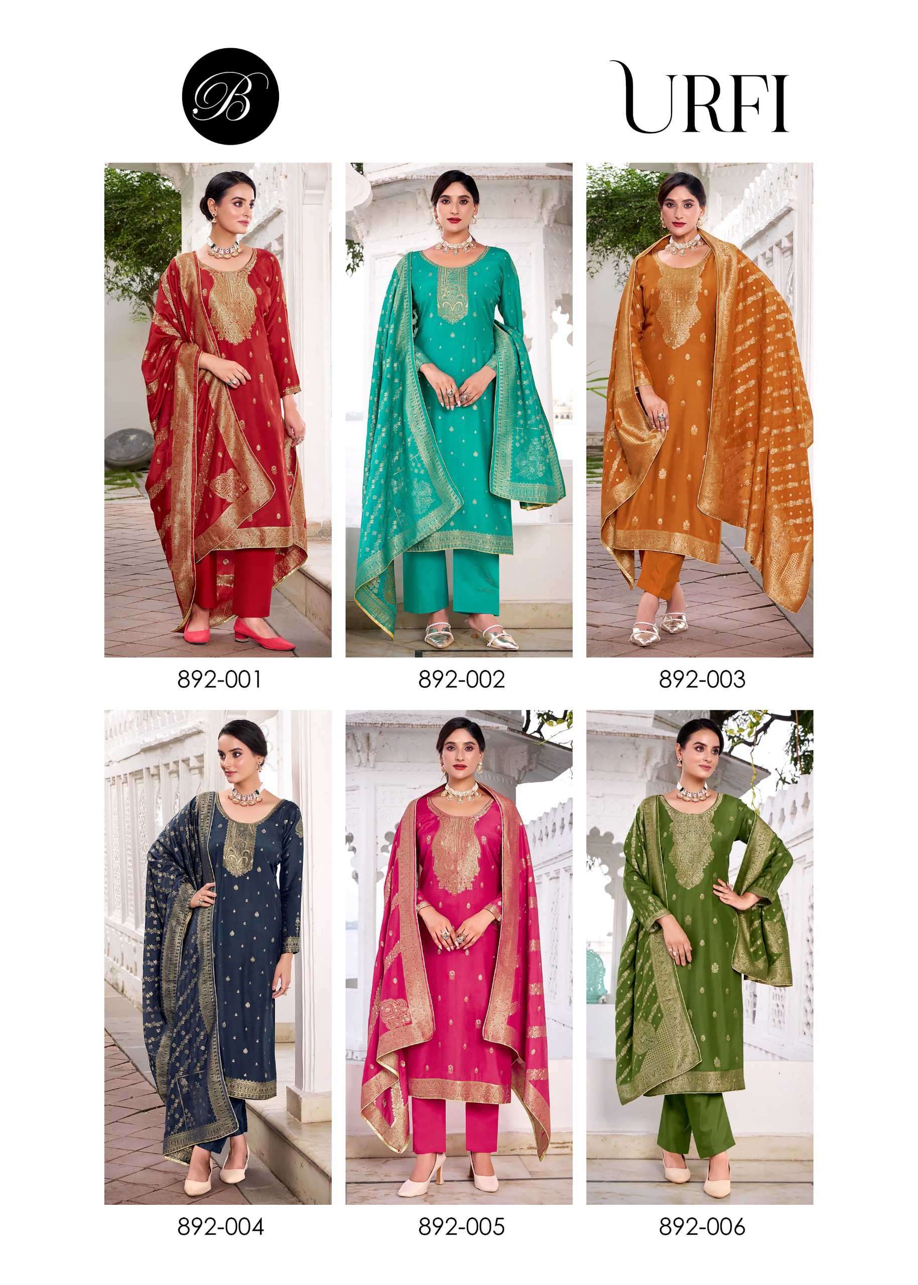 urfi by belliza designer colors swarovski work dola silk salwar kameez wholesale price surat