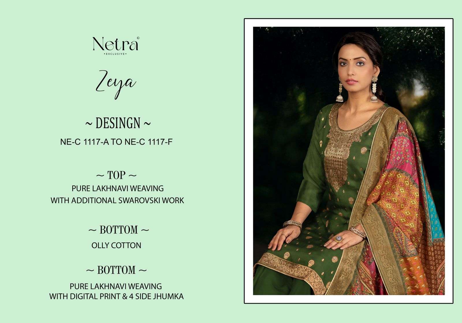 zeya by netra 1117 colors lakhnavi silk designer salwar kmaeez wholesale price surat