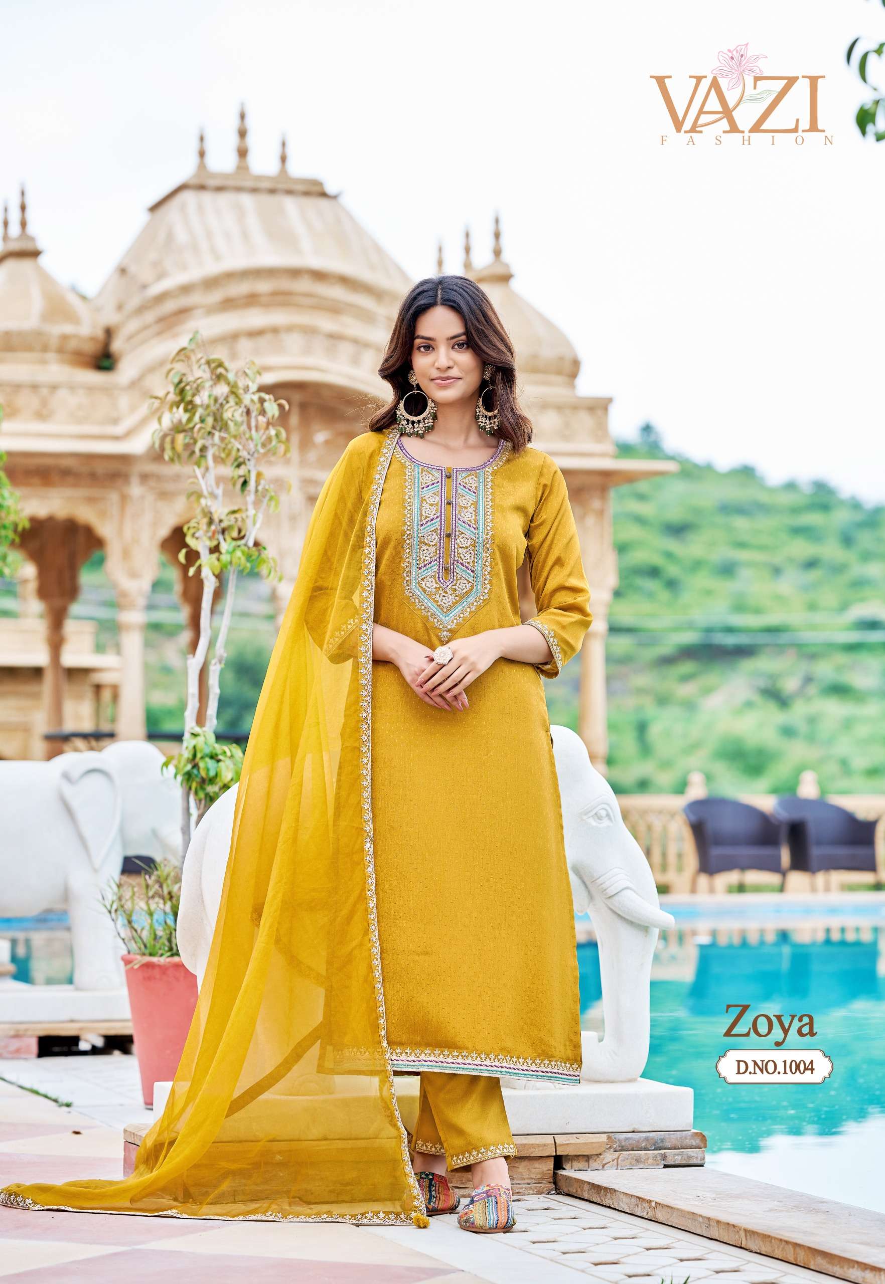zoya by vazi fashion colors fancy designer viscose chiffon readymade suit wholesale price surat