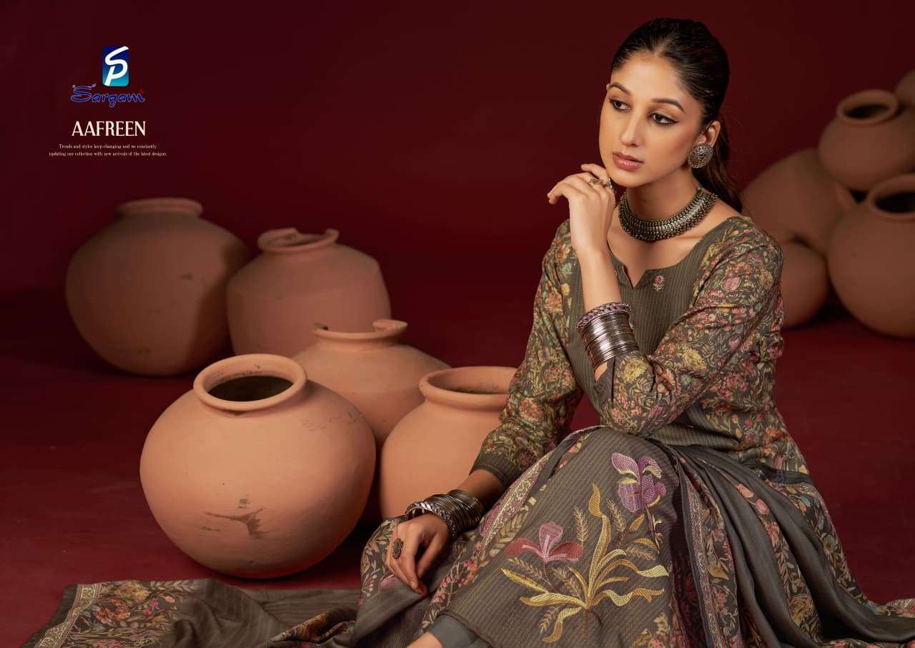 aafreen by sargam 2750 colors viscose pashmina with embroidered salwar kameez wholesale price surat