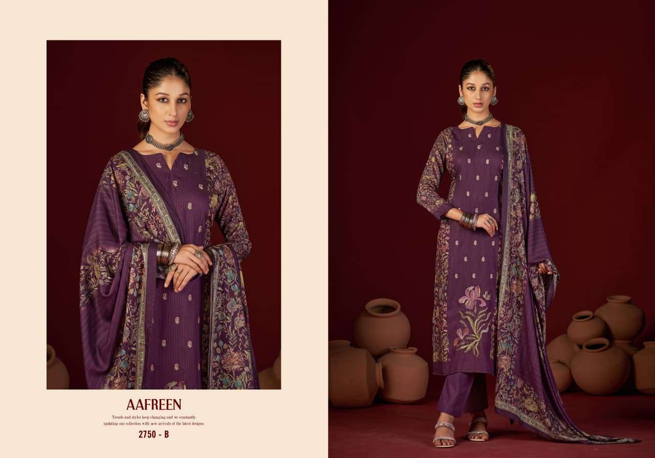 aafreen by sargam 2750 colors viscose pashmina with embroidered salwar kameez wholesale price surat
