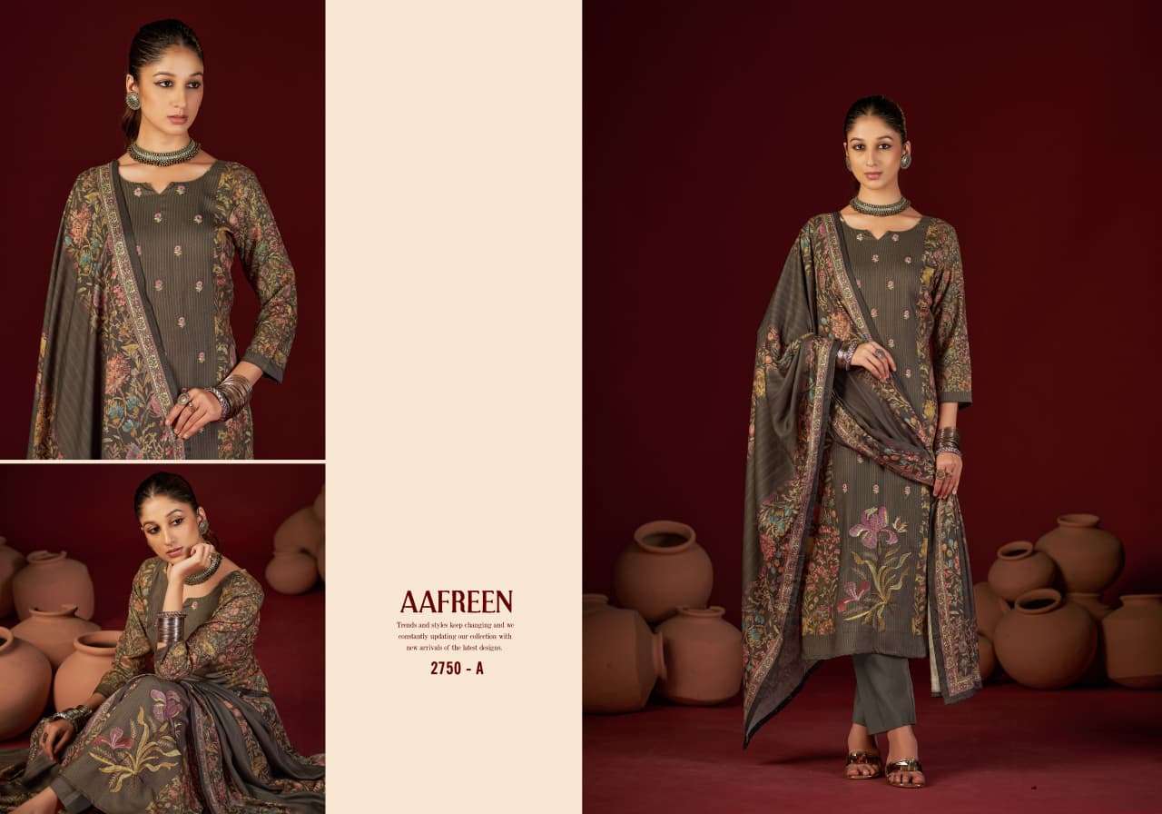 aafreen by sargam 2750 colors viscose pashmina with embroidered salwar kameez wholesale price surat