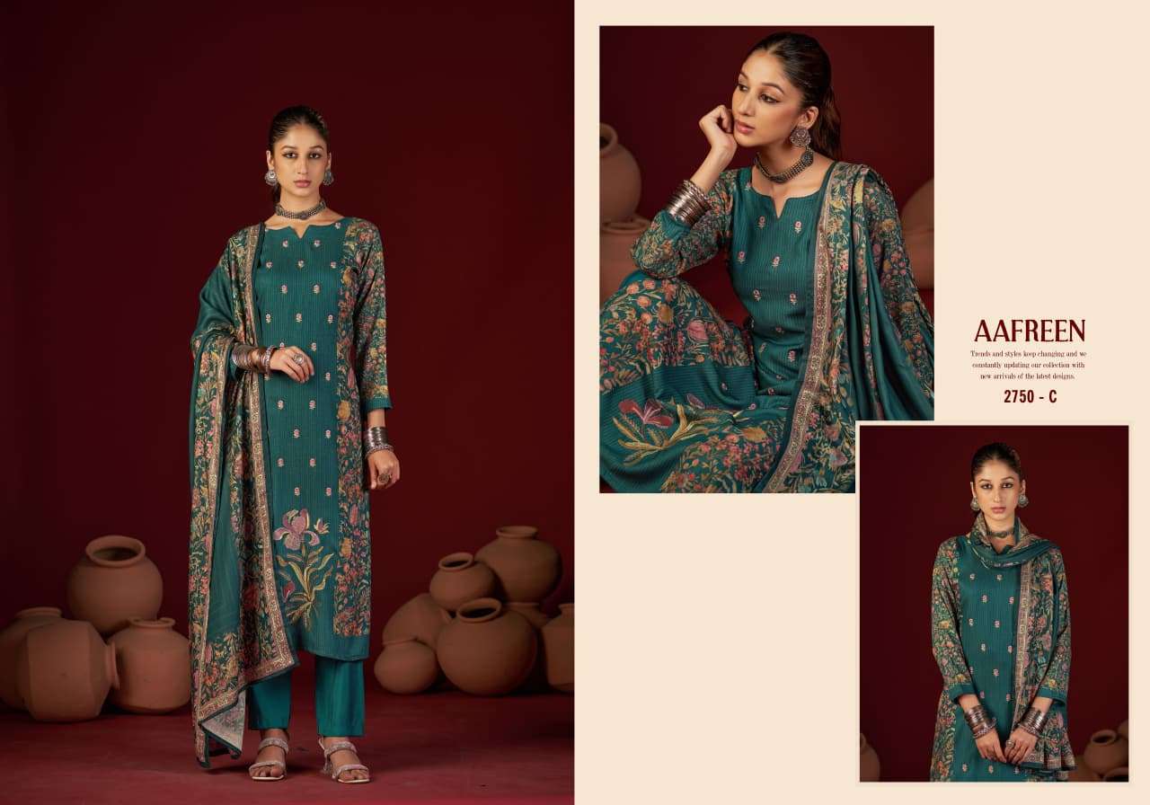 aafreen by sargam 2750 colors viscose pashmina with embroidered salwar kameez wholesale price surat