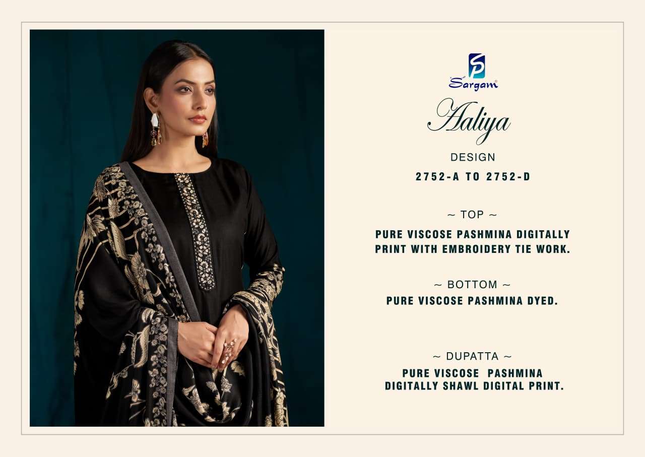 aaliya by sargam 2752 colors pashmina with fancy embroidered salwar kameez wholesale price surat