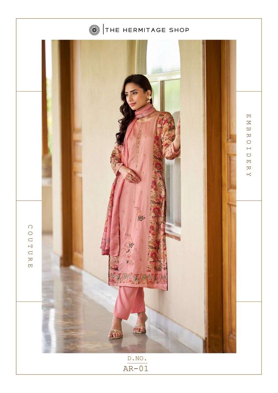 aaranya by hermitage exclusvie designer cotton satin salwar kameez wholesale price surat