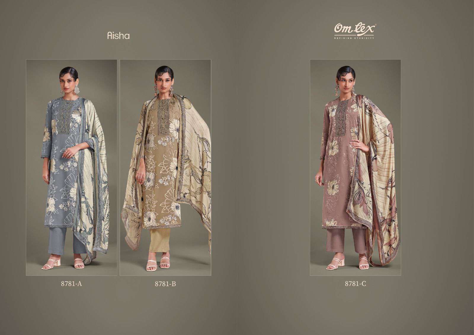 aisha by omtex 8781 colors velvet deigner salwar kameez wholesale price surat