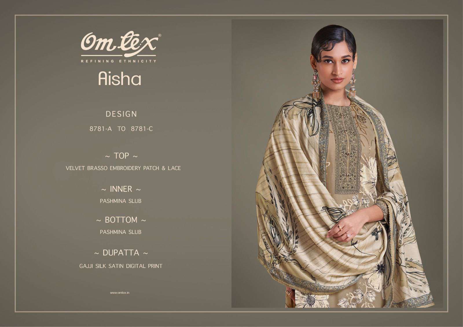 aisha by omtex 8781 colors velvet deigner salwar kameez wholesale price surat