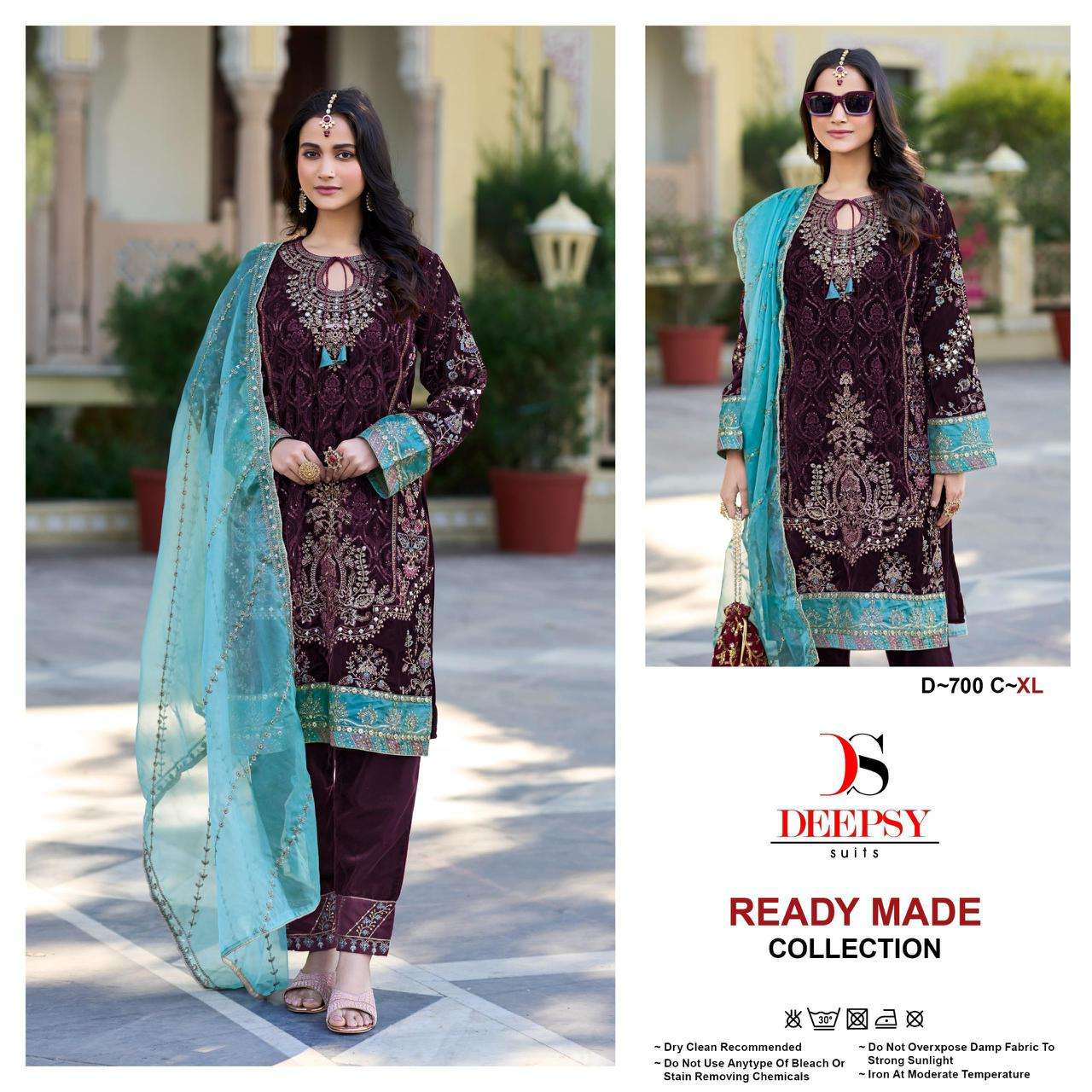 deepsy suits 700 colour series exclusive readymade 11000 velvet embroidered salwar kameez catalogue wholesaler surat
