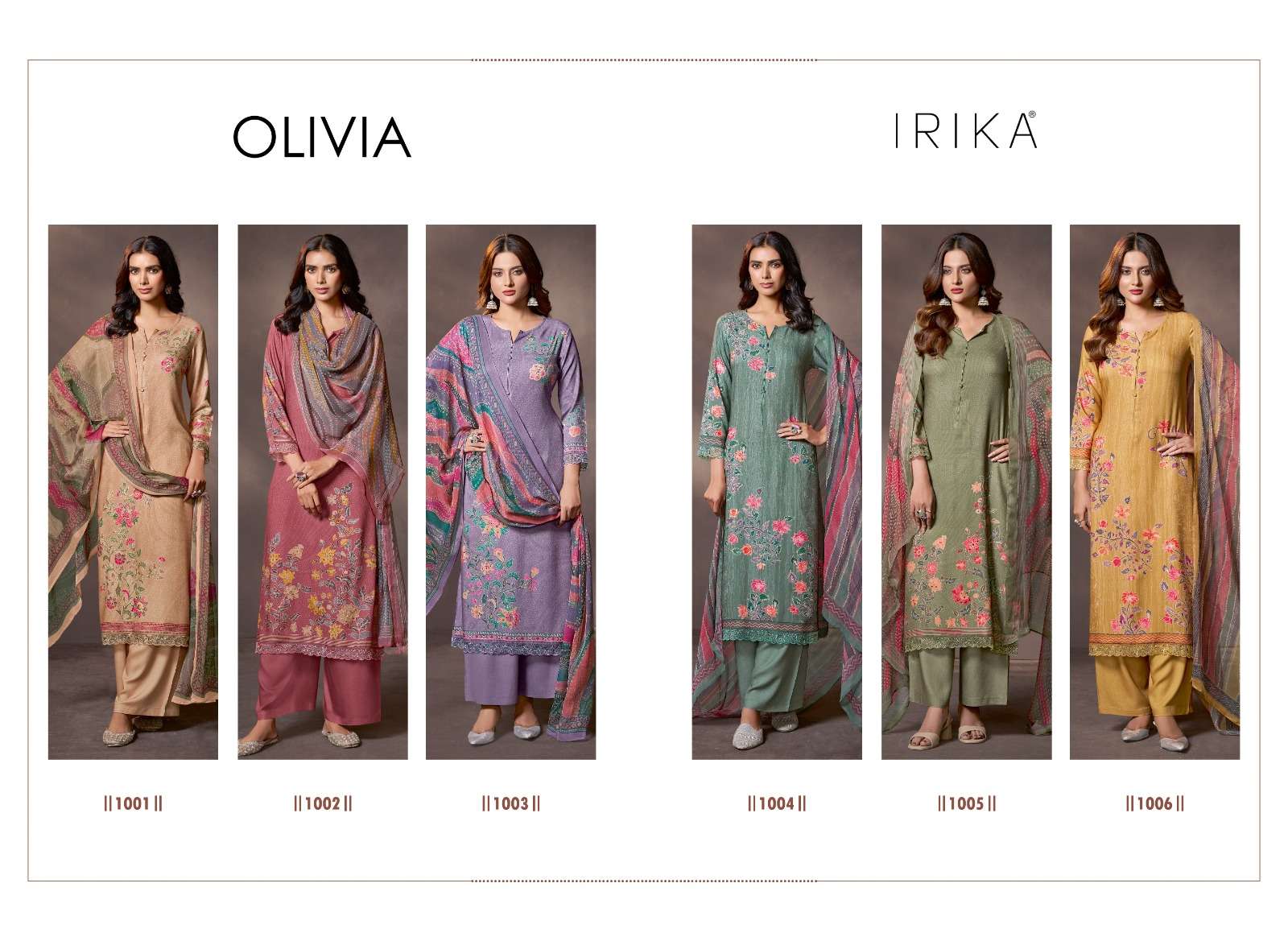 esta designs olivia 1001-1006 series party wear pure viscose pashmina hand work deisgner salwar kameez online shopping surat