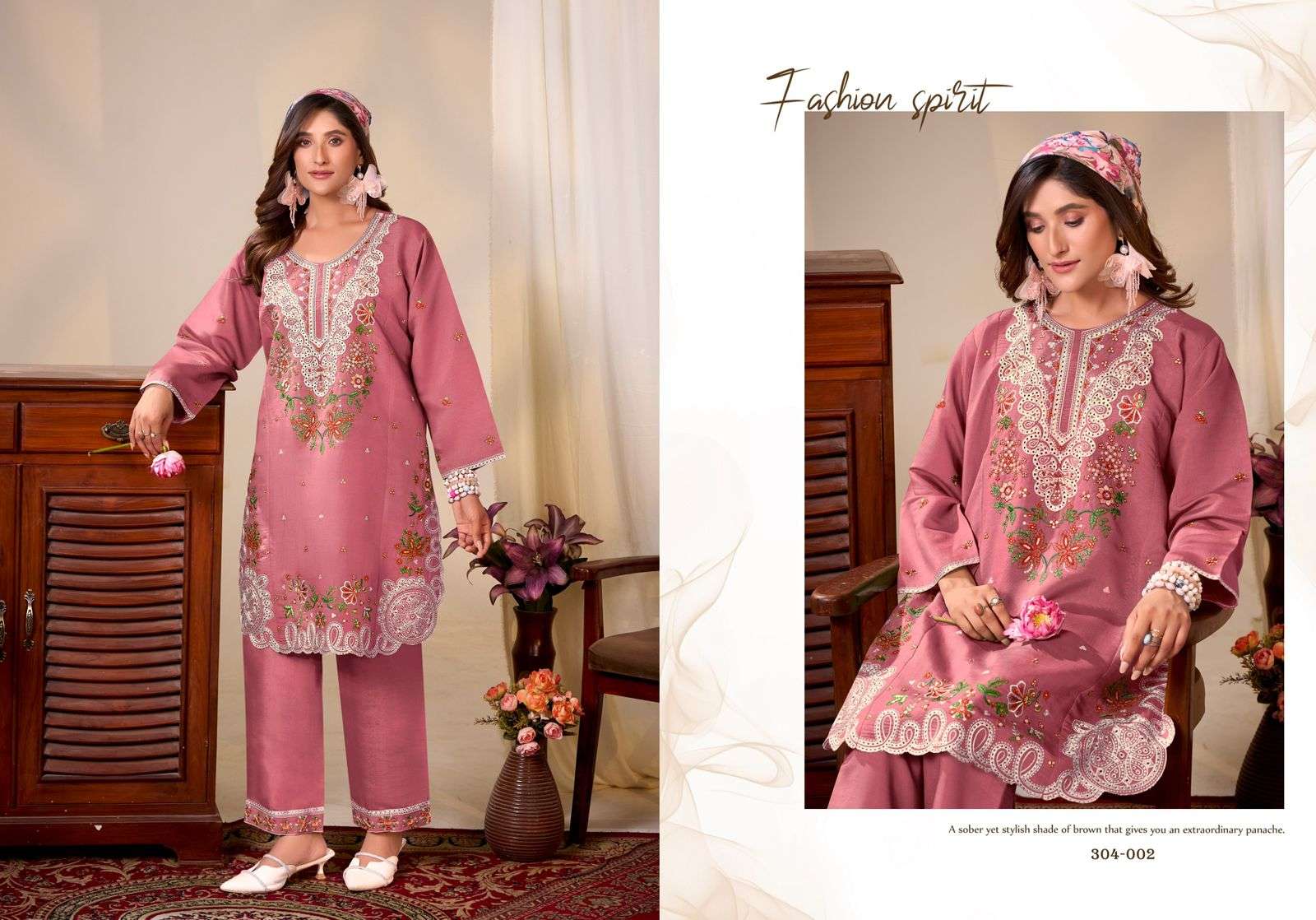 gulrej mayesha designer kashmiri embroidered roamn silk cordset collection surat 