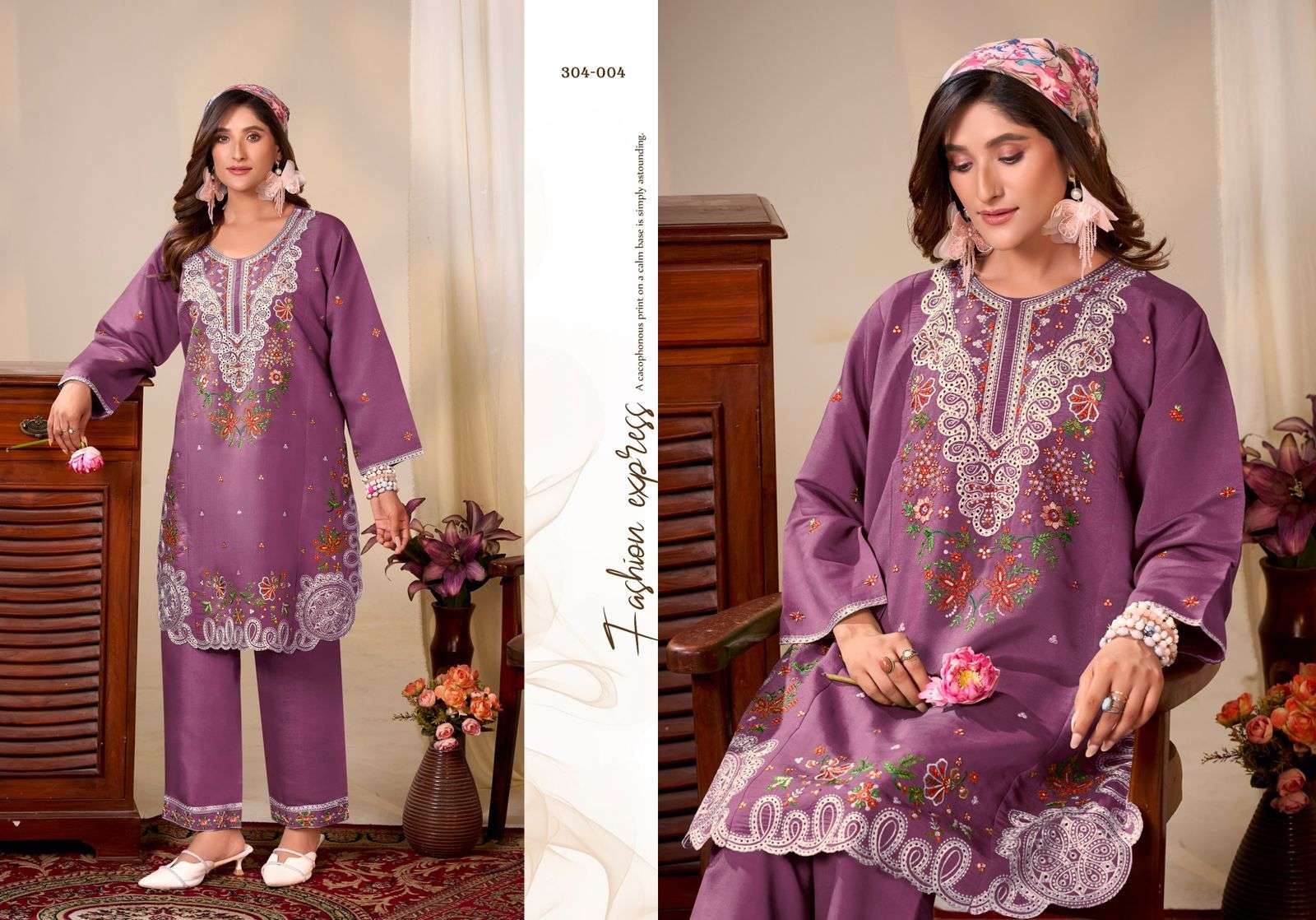 gulrej mayesha designer kashmiri embroidered roamn silk cordset collection surat 