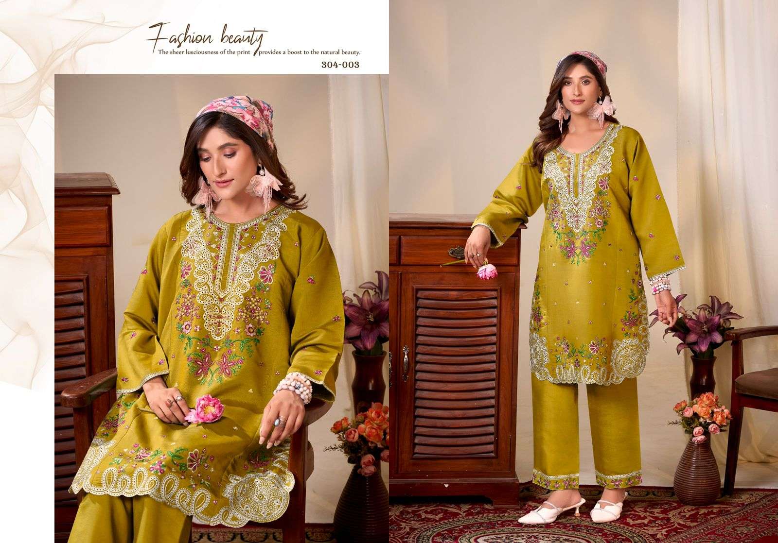 gulrej mayesha designer kashmiri embroidered roamn silk cordset collection surat 