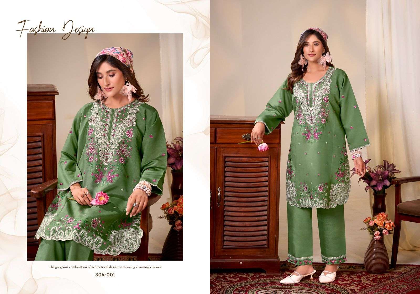 gulrej mayesha designer kashmiri embroidered roamn silk cordset collection surat 