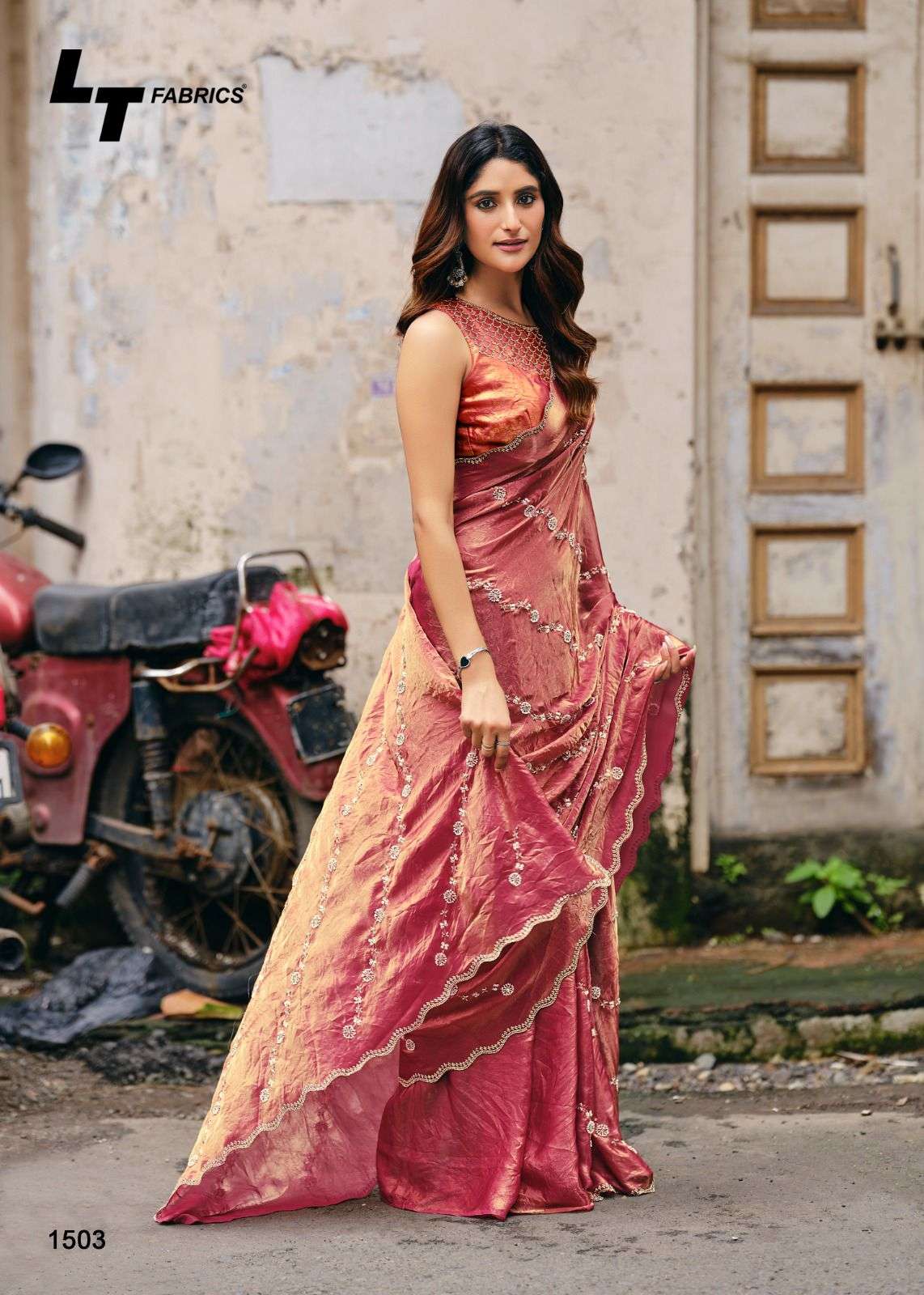 lt fashions classic vol 15 1501-1506 series designer nc malai silk embroidered party wear sarees catalogue wholesale price surat
