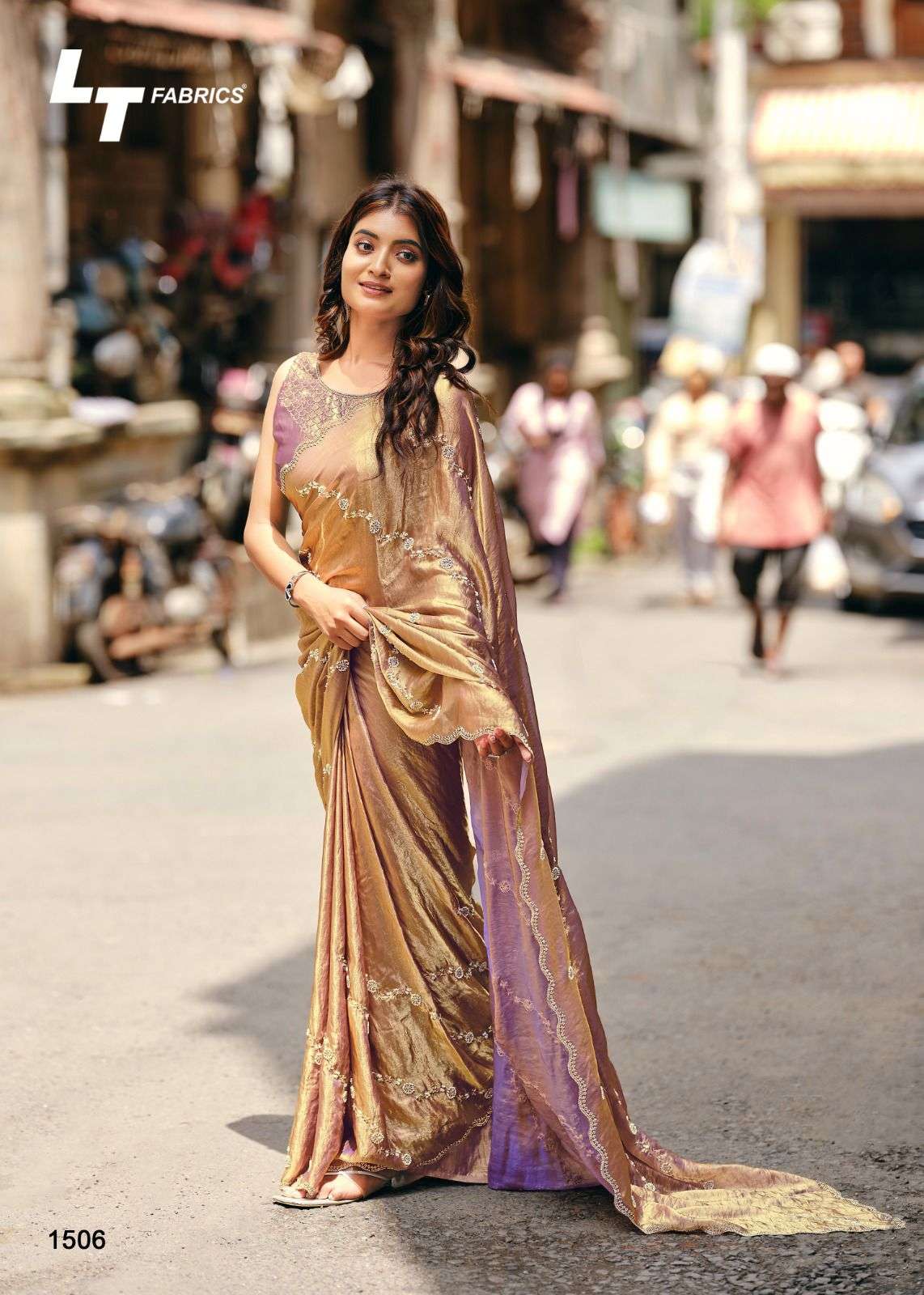 lt fashions classic vol 15 1501-1506 series designer nc malai silk embroidered party wear sarees catalogue wholesale price surat