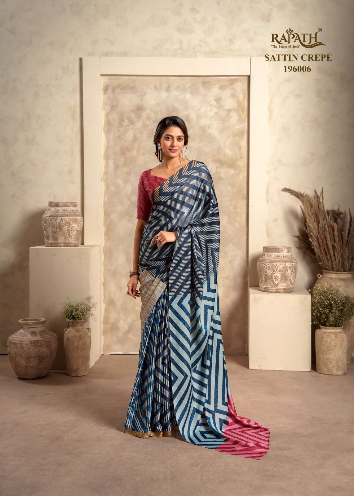 rajpath the winter lover 196001-196006 series party wear crape satin silk designer catalogue online dealer surat 