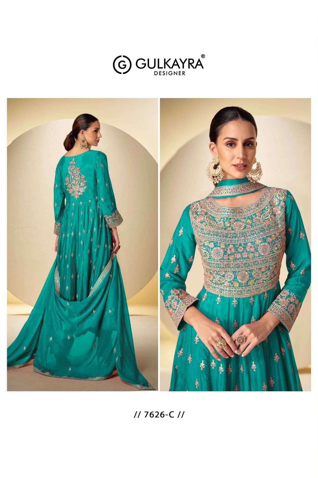 rasbari by gulkayra designer 7626 colors embroidered chinon readymade salwar kameez wholesale price surat