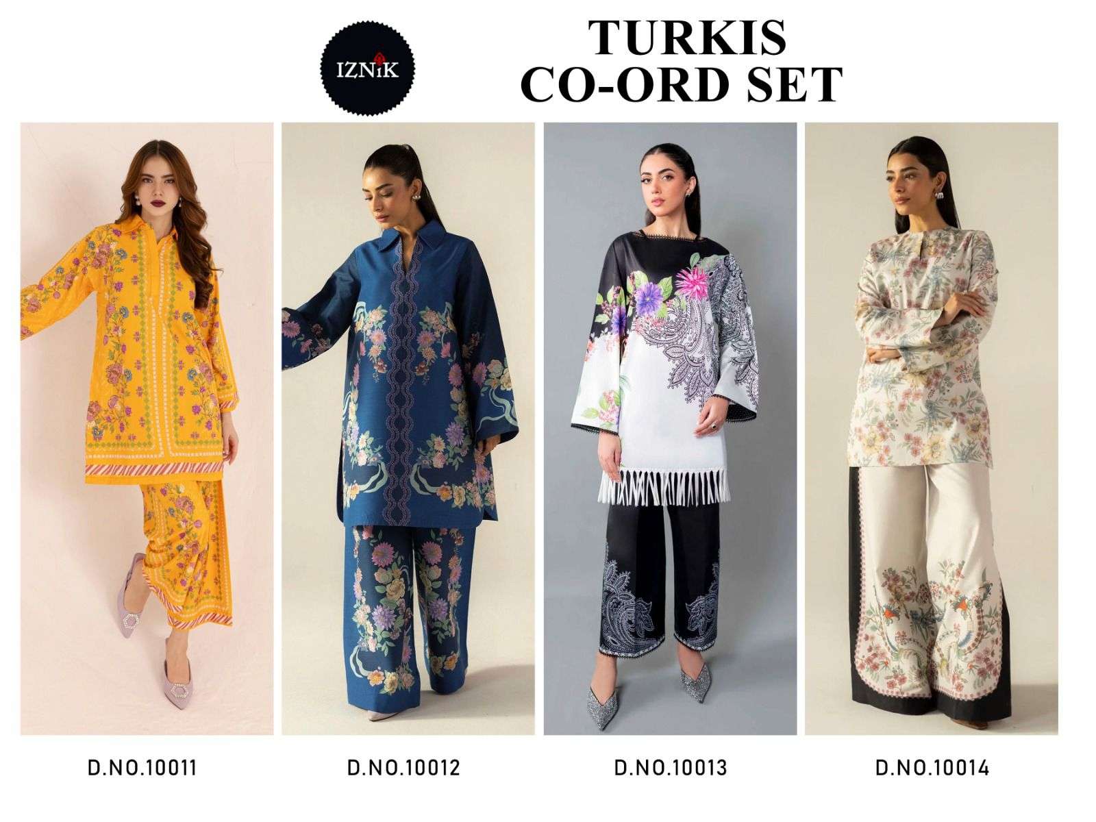 turkis vol-4 by iznik colors lawn fancy printed readymade cord set wholesale price surat