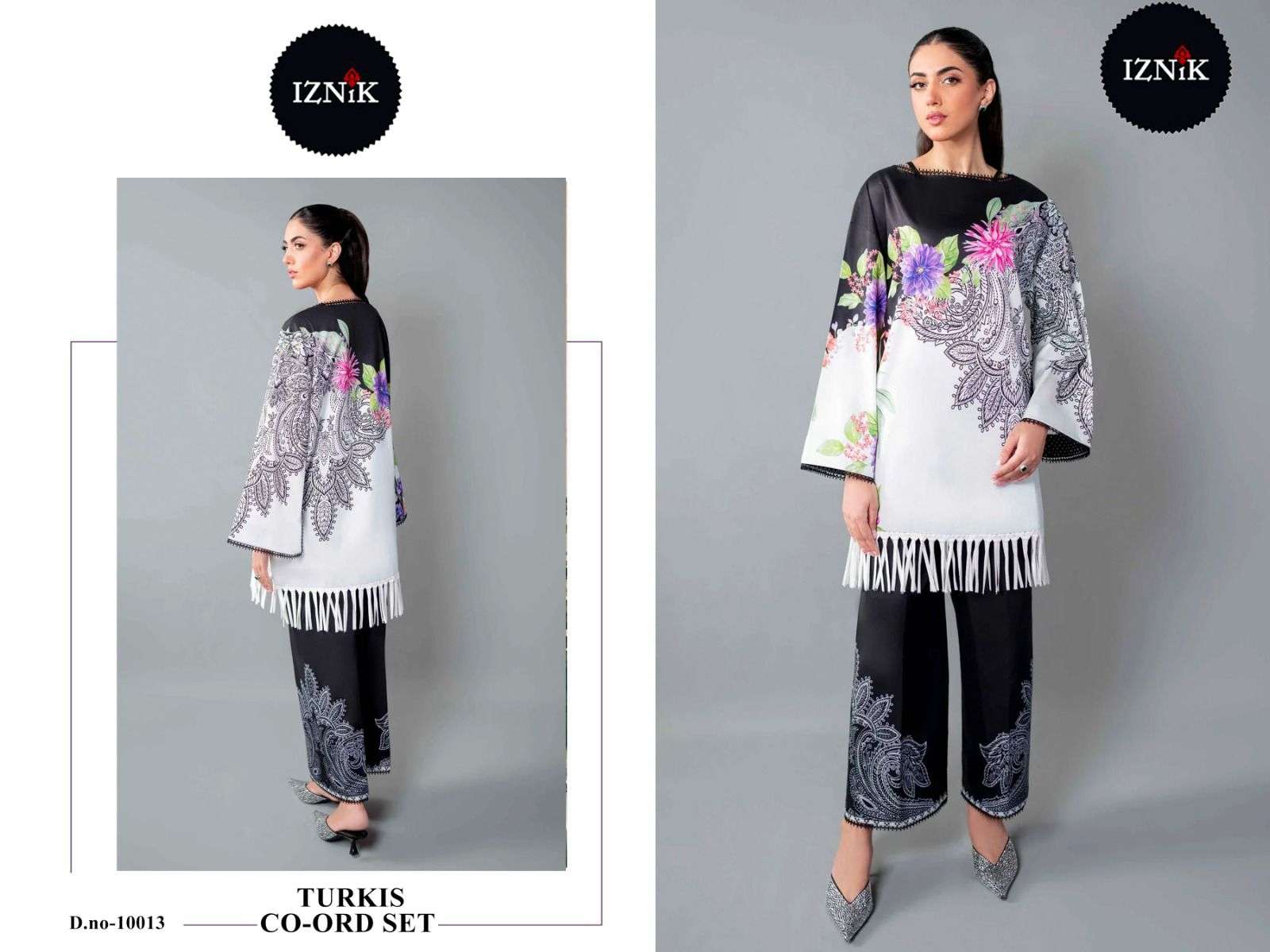 turkis vol-4 by iznik colors lawn fancy printed readymade cord set wholesale price surat