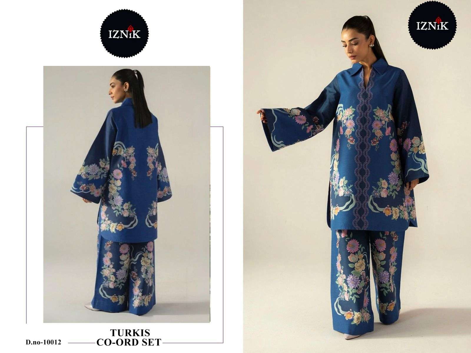 turkis vol-4 by iznik colors lawn fancy printed readymade cord set wholesale price surat
