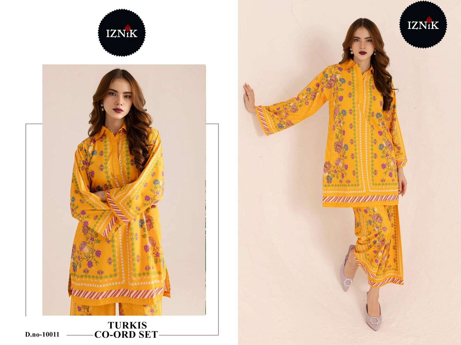 turkis vol-4 by iznik colors lawn fancy printed readymade cord set wholesale price surat