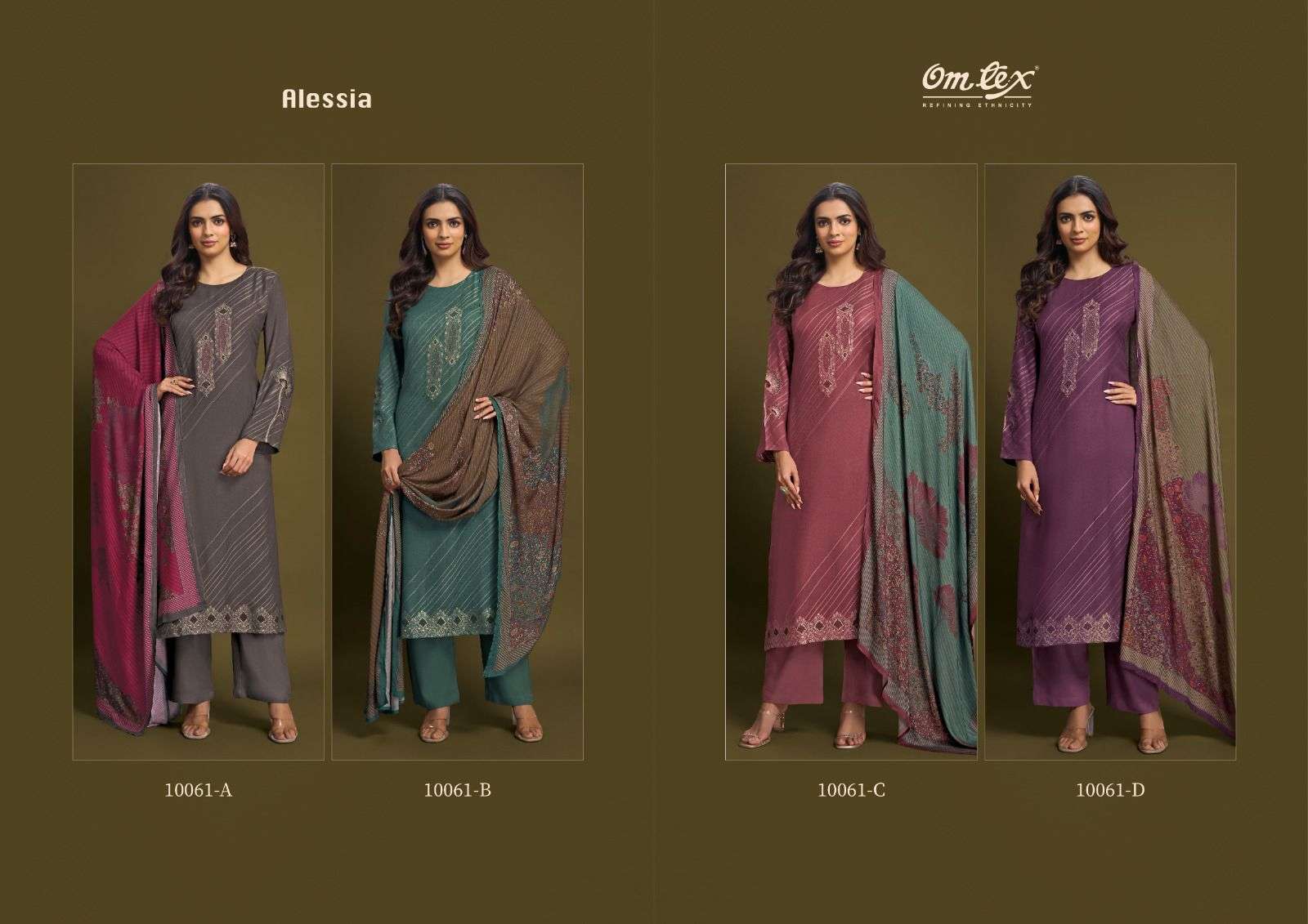 alessia by omtex 10061 colors exclusvie designer pashmina salwar kameez wholesale price surat